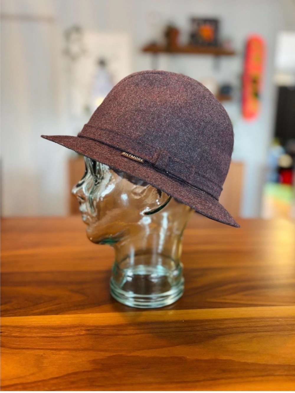 Vintage Biltmore Wool Fedora Hat-Classic Eggplant